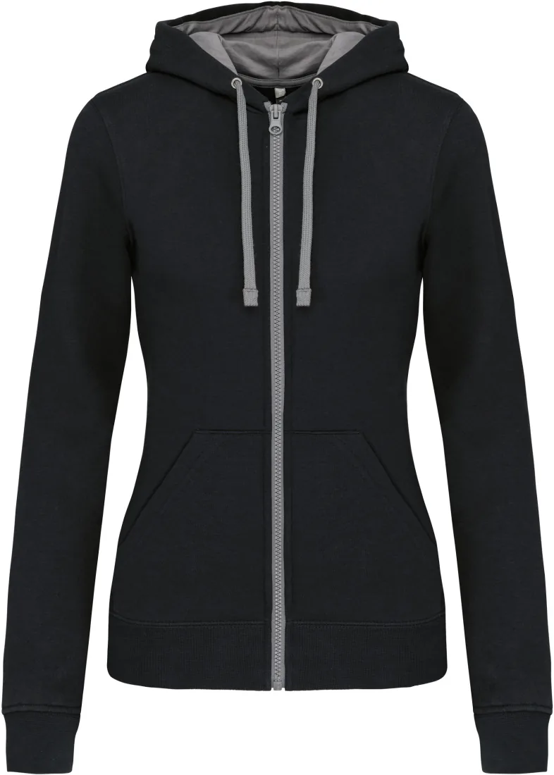Damen-Kapuzensweatshirt Bicolor mit Reißverschluss