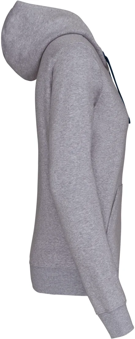 Damen-Kapuzensweatshirt Bicolor mit Reißverschluss 3