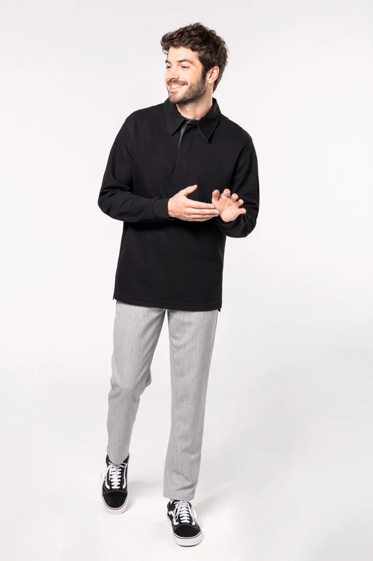 French Rib Langarm-Poloshirt 2