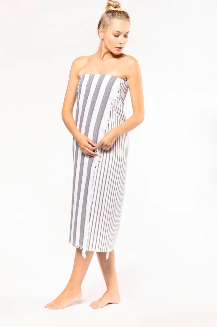 Gestreiftes Fouta-Tuch mit Fransen 2