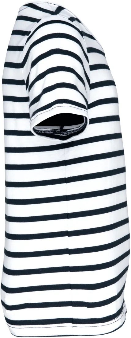 Gestreiftes Kurzarm-T-Shirt mit Tasche für Kinder im Marine-Stil 3