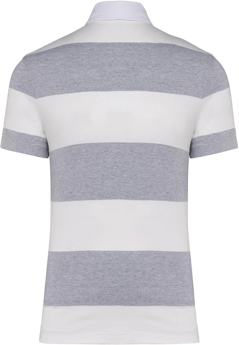 Gestreiftes Polohemd mit kurzen Ärmeln, Unisex 3