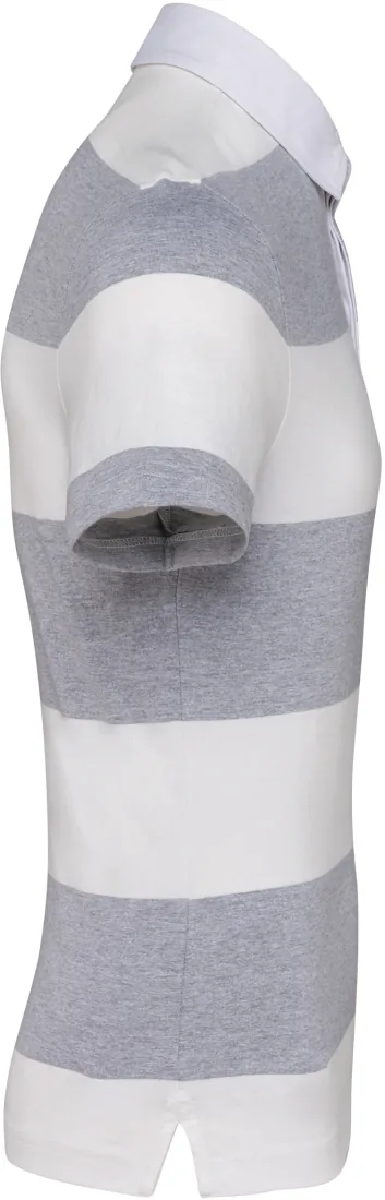 Gestreiftes Polohemd mit kurzen Ärmeln, Unisex 4