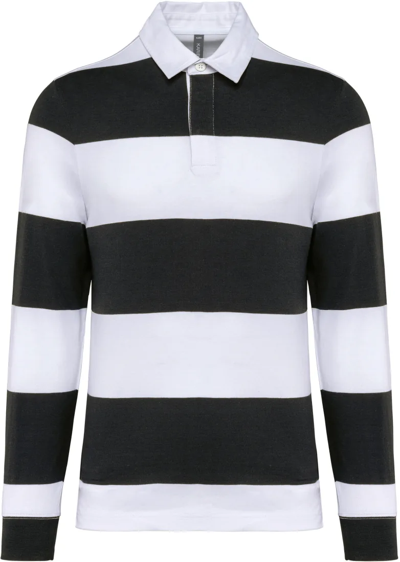 Gestreiftes Polohemd mit langen Ärmeln, Unisex