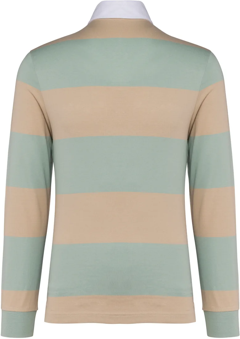 Gestreiftes Polohemd mit langen Ärmeln, Unisex 3