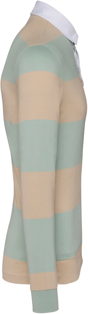 Gestreiftes Polohemd mit langen Ärmeln, Unisex 4