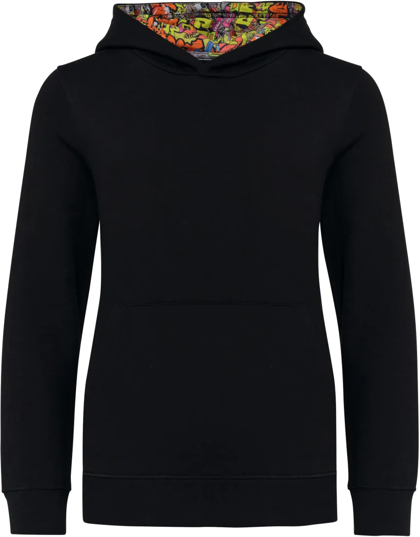 Kapuzensweatshirt mit kontrastfarbener Kapuze und Motiven für Kinder