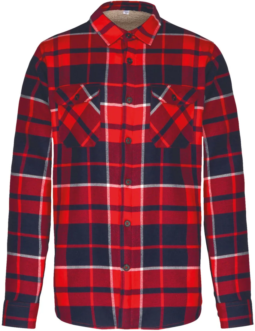 Karo-Hemdjacke mit Sherpa-Futter