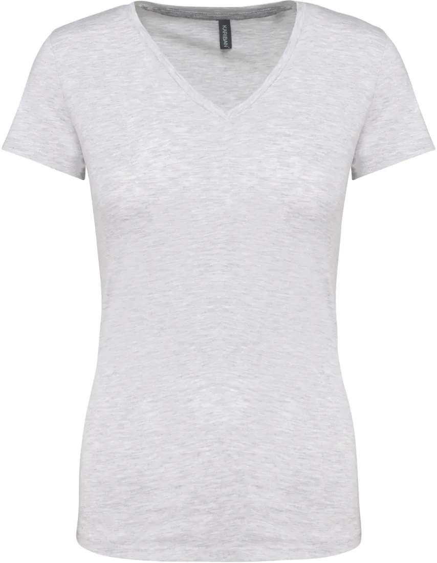 Ladies` Short-sleeved V-Neck T-Shirt