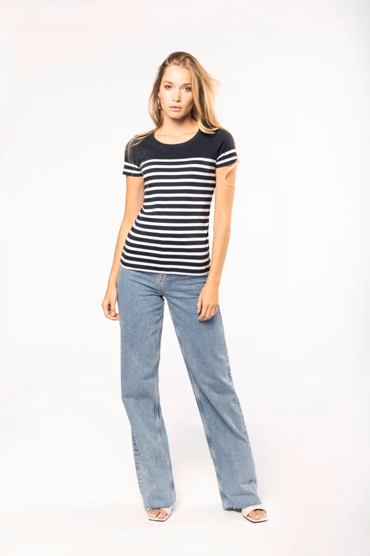 T-Shirt im Marine-Stil mit Rundhalsausschnitt Bio Damen 2
