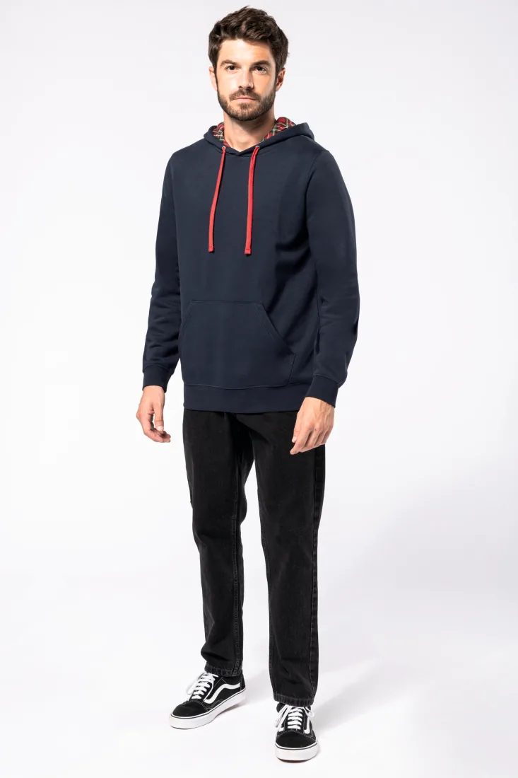 Unisex-Kapuzensweatshirt mit kontrastfarbener Kapuze und Motiven 2