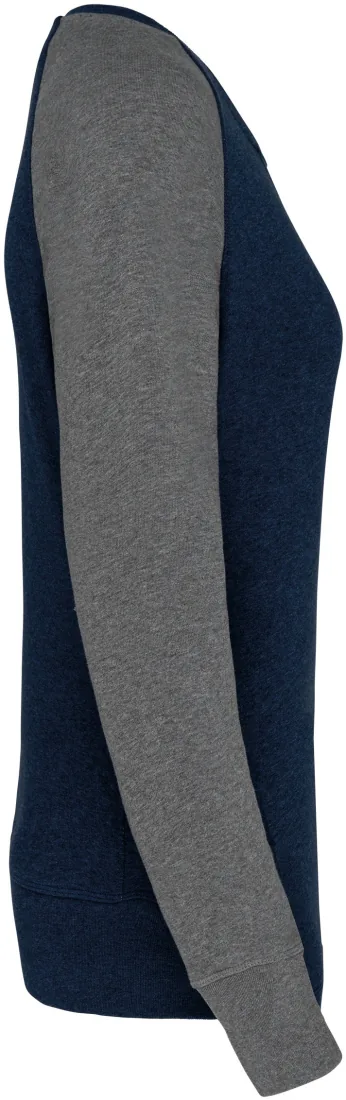 Zweifarbiges Damen-Sweatshirt French Terry Bio mit Rundhalsausschnitt und Raglanärmeln 3