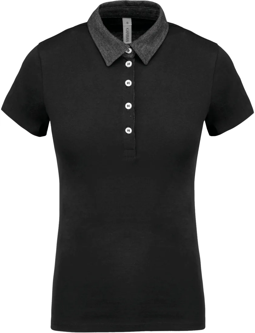 Zweifarbiges Jersey-Polohemd für Damen