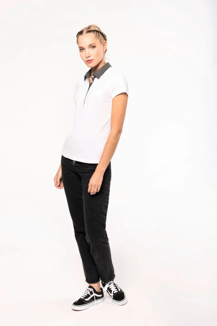 Zweifarbiges Jersey-Polohemd für Damen 2