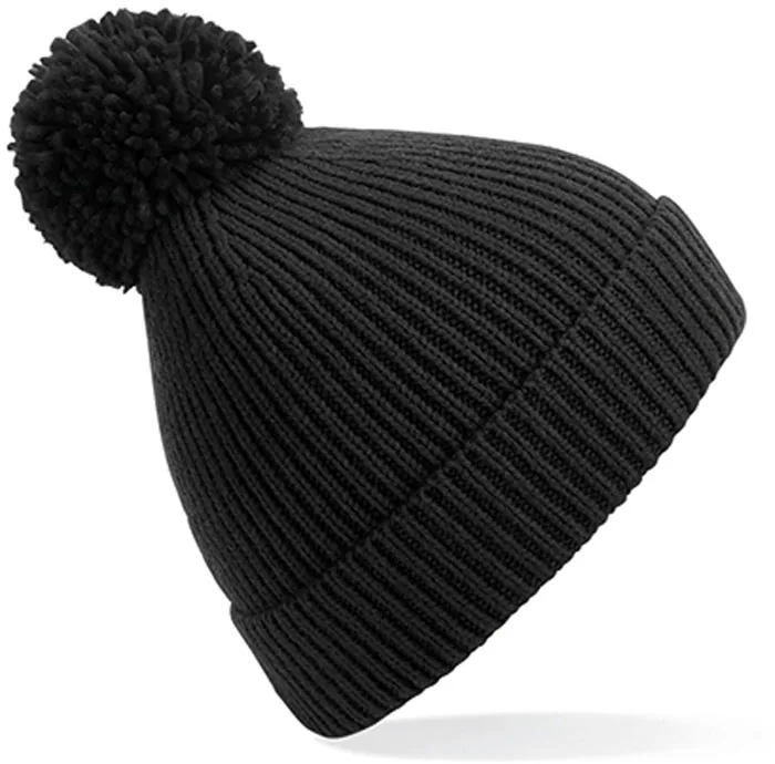 Engineered Knit Ribbed Pom Pom Beanie