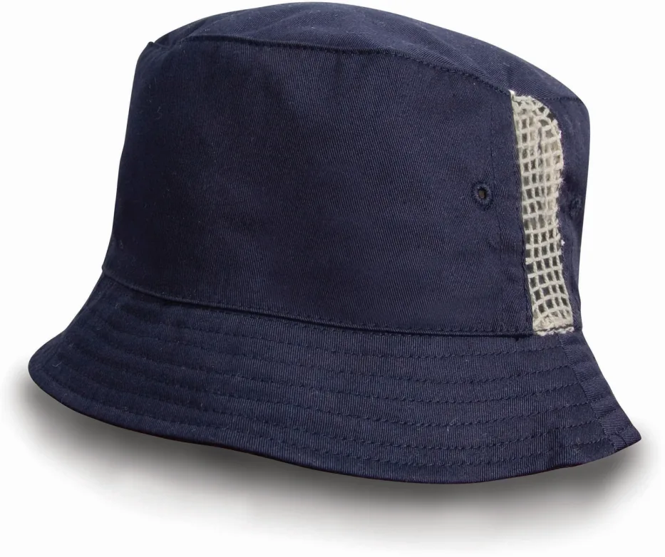 Deluxe Washed Cotton Bucket Hat with Side Mesh Panels
