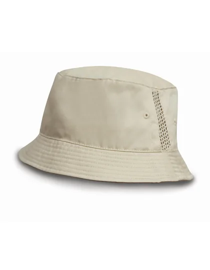 Deluxe Washed Cotton Bucket Hat with Side Mesh Panels 2