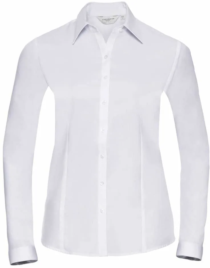 Ladies` Long Sleeve Herringbone Shirt