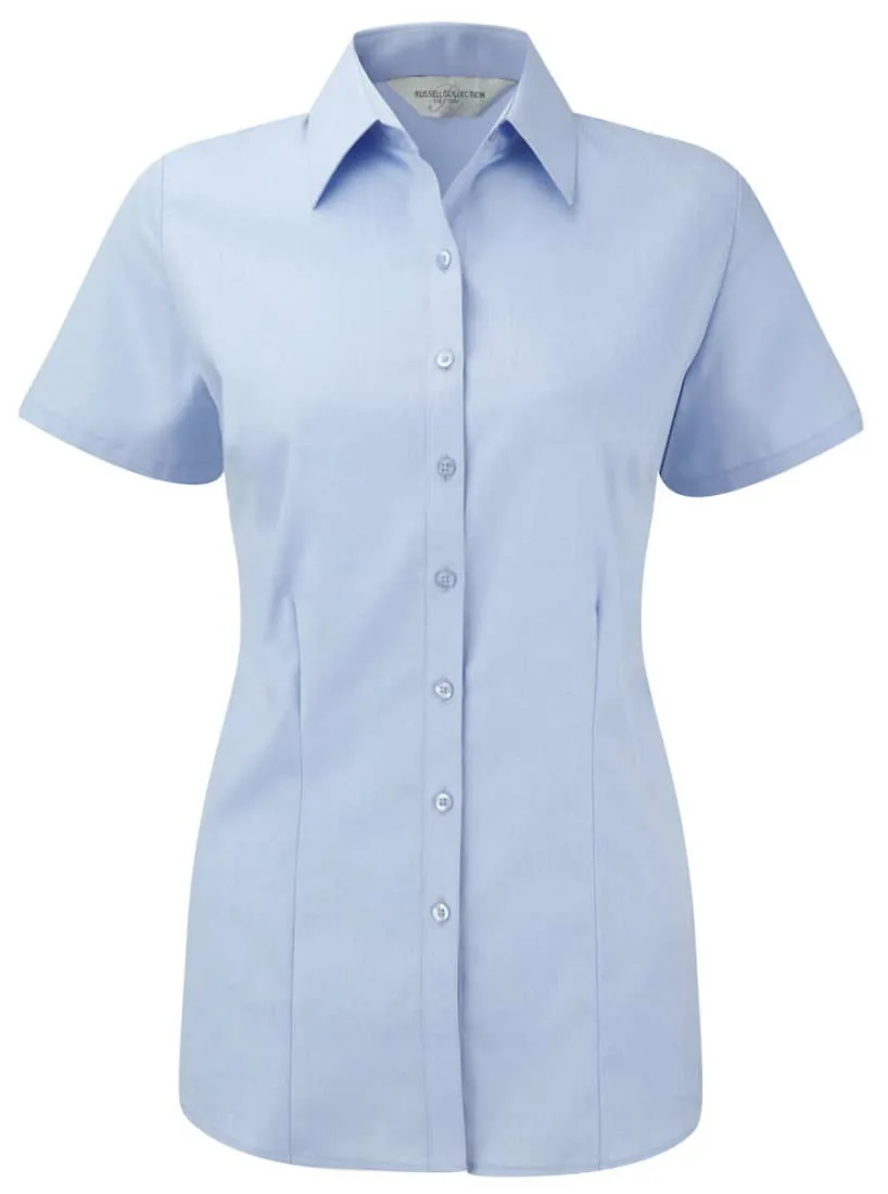 Ladies` Short Sleeve Herringbone Shirt