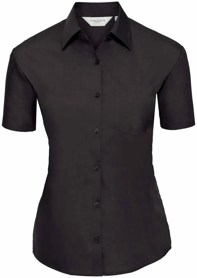 Ladies` Short Sleeve Polycotton Poplin Shirt 2