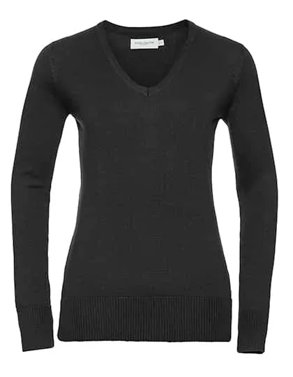 Ladies` V-Neck Knitted Jumper 2