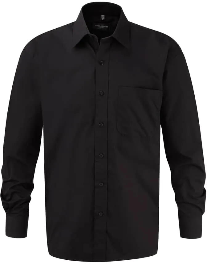 Men`s Long Sleeve Pure Cotton Poplin Shirt