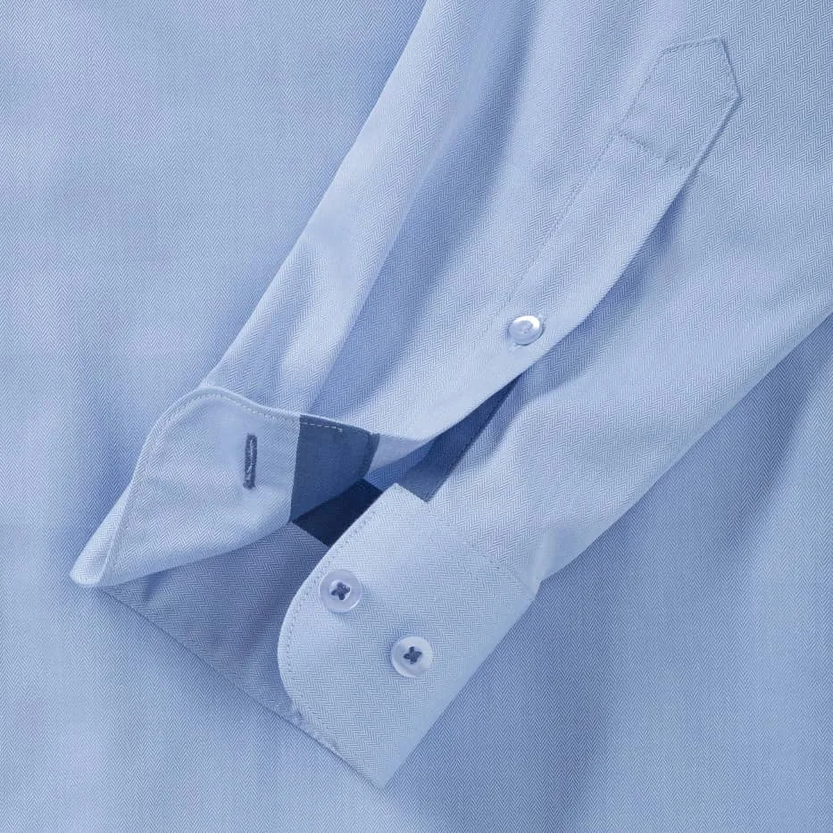 Men`s Long Sleeve Tailored Contrast Herringbone Shirt 3