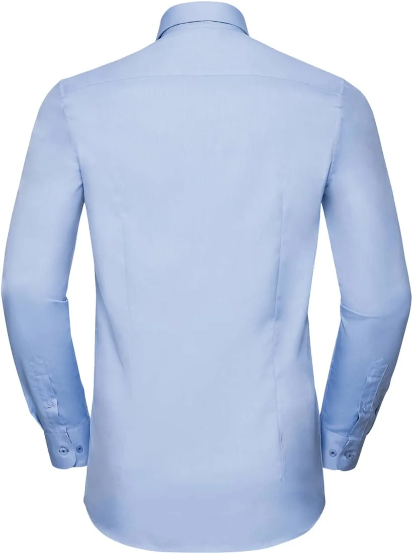 Men`s Long Sleeve Tailored Contrast Herringbone Shirt 4