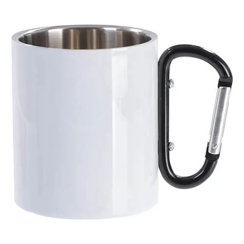 Becher 300 ml, Metall, mit Karabiner-Griff