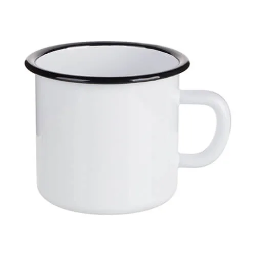 Becher 500 ml, Metall, emailliert, farbiger Rand