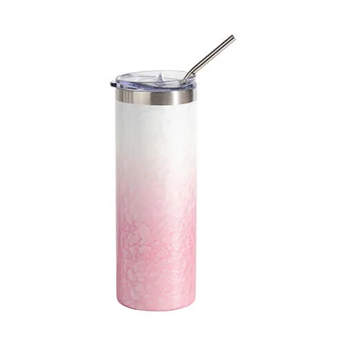 Becher, 600 ml, 3D Puff Cloud, Weiß-Rosa