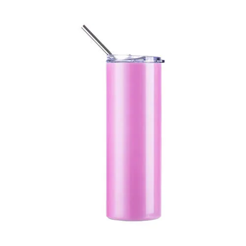 Becher, 600 ml, mit Trinkhalm, Farbwechsel bei UV-Licht von nach Rosa