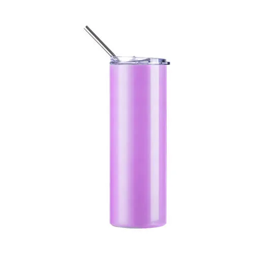 Becher, 600 ml, mit Trinkhalm, Farbwechsel bei UV-Licht von Weiß nach