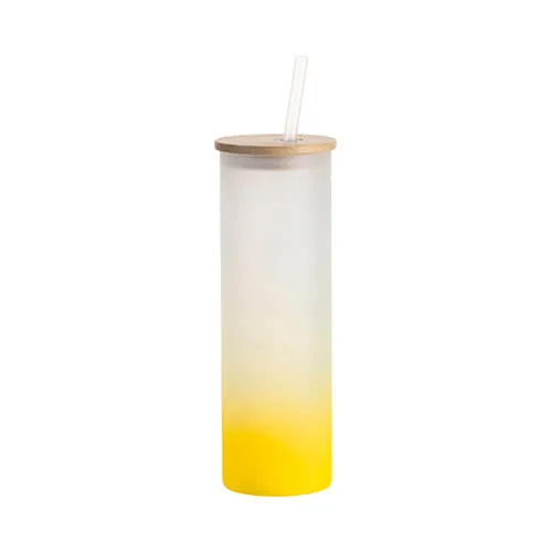 Becher, 600 ml, satiniert, mit Deckel aus Bambus und Trinkhalm