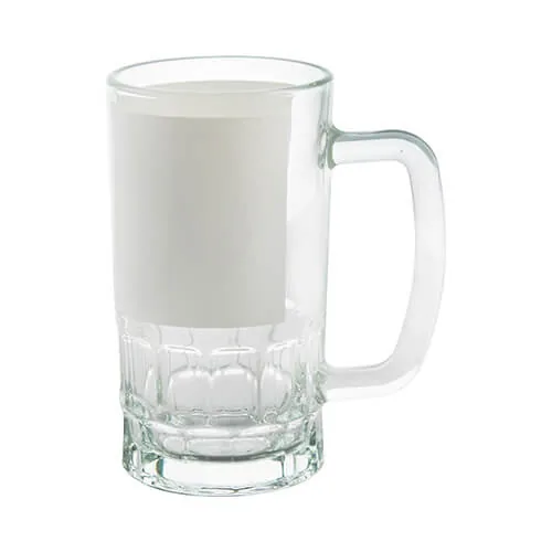 Bierkrug 600 ml, Glas, mit Rahmen