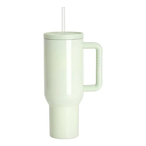 Edelstahl-Reisebecher 1200 ml mit Henkel und Strohhalm