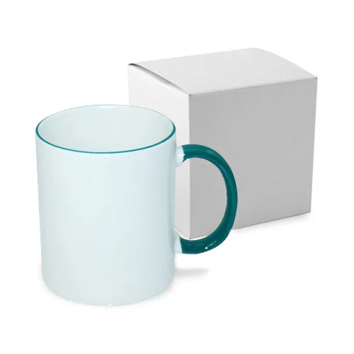 Fototasse 330 ml, farbiger Griff und Rand