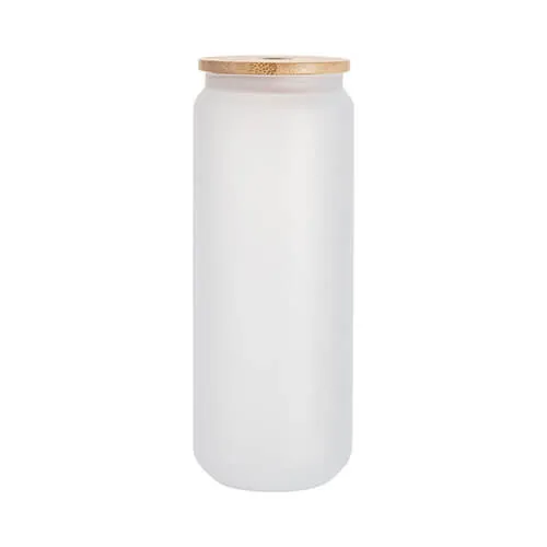 Glas, 750 ml, satiniert, Deckel aus Bambus