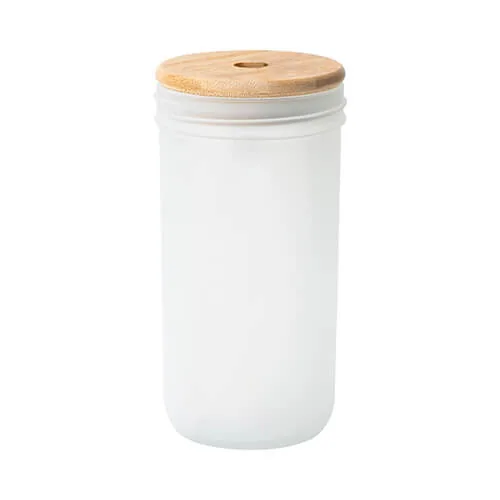 Glas mit Deckel, „Mason Jar“, 650 ml, mit Deckel aus Bambus