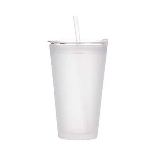 Glasr, 450 ml, mit Trinkhalm, satiniert