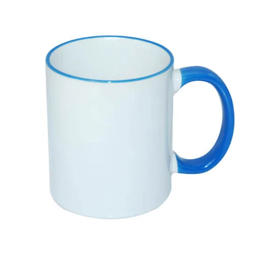 Tasse 330 ml, farbiger Griff und Rand