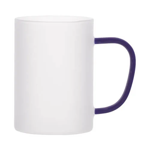 Tasse 360 ml, Glas, satiniert, mit farbigem Griff