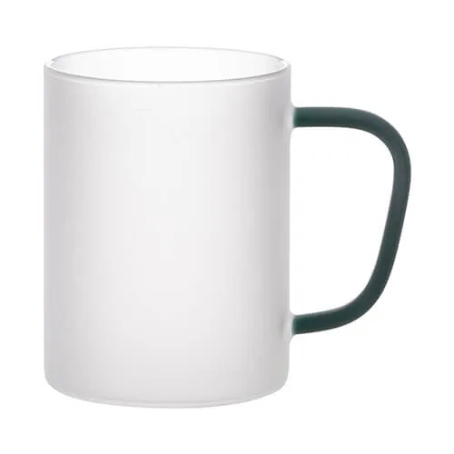 Tasse 450 ml, Glas, Satiniert, mit farbigem Griff