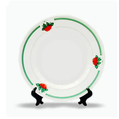 Teller 18 cm, Keramik, mit buntem Ornament, mit Standfuß