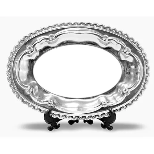 Teller 24, 5 × 17 cm, Ellipse, Metall, mit Standfuß