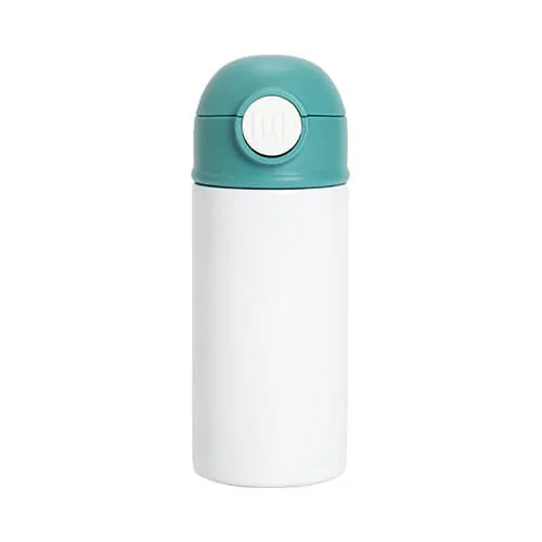 Trinkflasche, 360 ml, Für Kinder, Weiß mit farbigem Verschluss