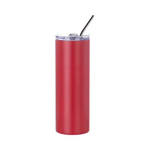 Tumbler-Becher, 600 ml, mit Trinkhalm, Matt