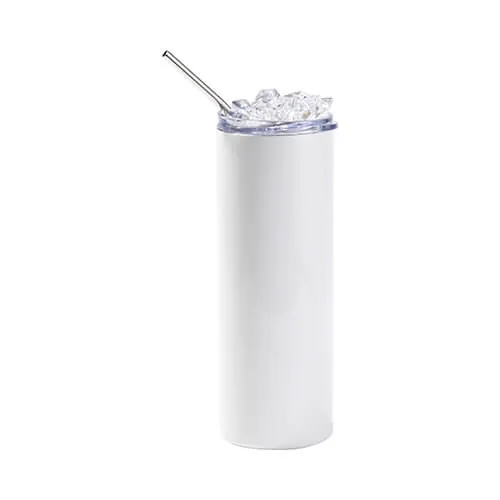 Tumbler-Becher, 600 ml, mit Trinkhalm, Deckel mit Deko-Eis