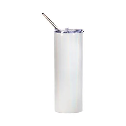 Tumbler-Becher, 600 ml, mit Trinkhalm, schillernd