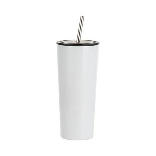 Tumbler-Becher, 650 ml, Edelstahl, mit Trinkhalm